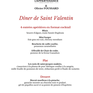 Dîner Saint Valentin 2026